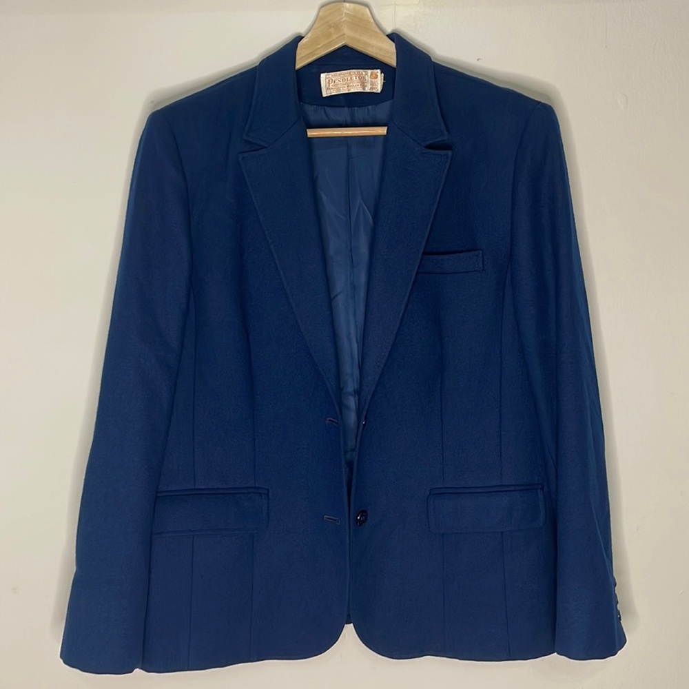 Vintage Pendleton Navy blue wool blazer suit jacket